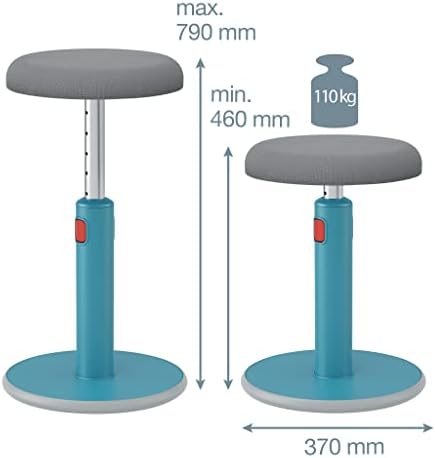 Leitz Active Sit Stand Dout, altura ergonômica ajustável de 46 cm a 79 cm de balanço, cadeira de mesa de escritório redonda, alcance