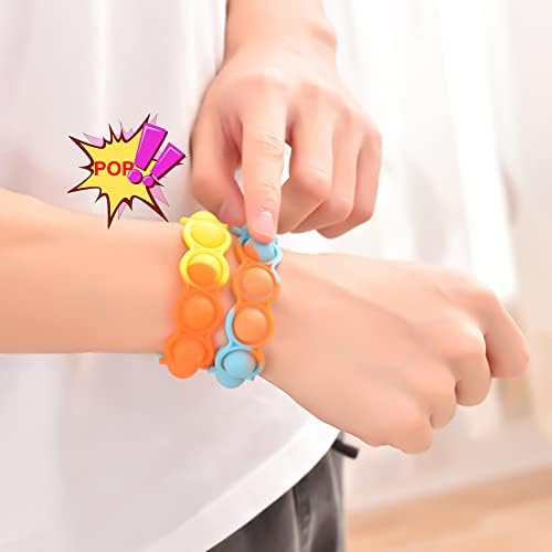 Flyingseeds 6 pacotes empurram braceletes de pulseira de fidget pop para crianças e adultos, alívio do estresse de estresse