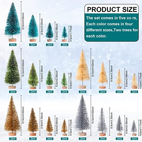 40 PCS Mini árvores de Natal Artificial Sisal Árvore de Christmas Snow Frost Pines Trees Brassush Brush Trees With Wood Bas