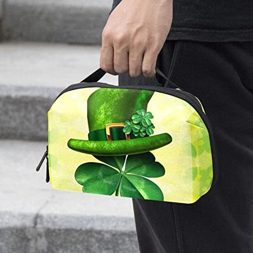 Carteira de bolsa de bolsas de viagem de caixa de transporte de estojo USB Acessório de bolso com zíper, chapéu de St. Patrick's Day