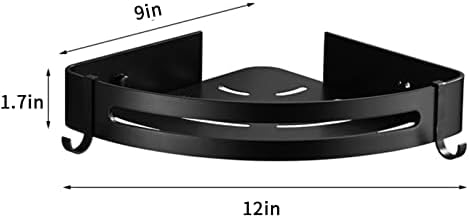 Porta de canto de prateleira de chuveiro de banheiro adesivo, 1 pacote 304 preto sem perfuração Triângulo de aço inoxidável