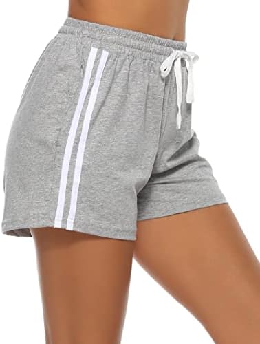 Frcdaunrs shorts de algodão feminino shorts de suor casual bolso shorts de corrida drawtring lounge shorts de camisa com