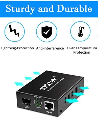 Conversor de mídia de fibra para Ethernet, Gigabit Single Mode SFP LC Converter, 1000Base-LX a 10/10/1000M RJ45,