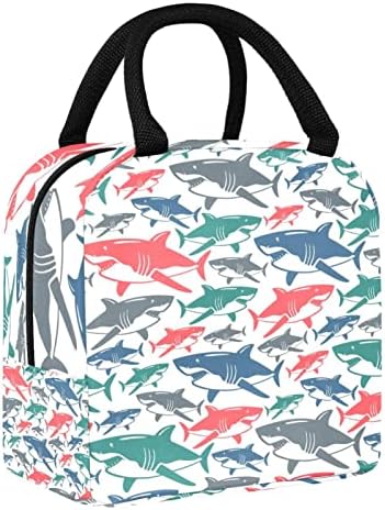 Padrão contínuo de tubarões pintar bolsa de lancheira isolada lancheira bolsa de piquenique ao ar livre viagens de viagem contêiner