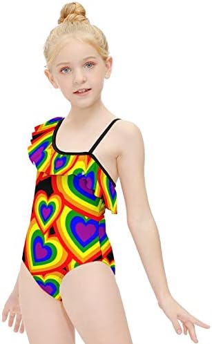 Weedkeycat LGBT Rainbow Heart Girls 'Swimsina