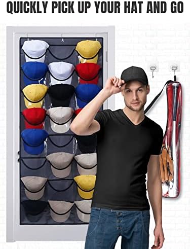 O organizador de chapéu de junshqim, armazenamento de chapéus para bonés de beisebol não caem, prateleiras de chapéus para bonés de beisebol rapidamente pegam bonés, chapéu adequado para porta, parede e porta do armário, porta -chapéu com porta e parede