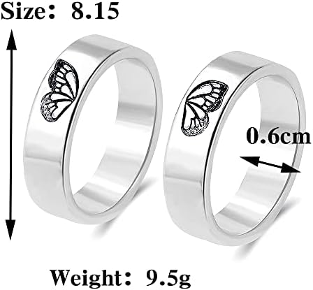 Yooestores82 Friendship Butterfly Ring Set. 2 Anéis de melhor amiga do melhor amigo.