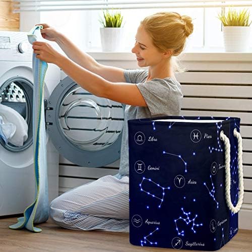 Ndkmehfoj zodíaco horóscopo lavanderia cestas de cestas de roupas sujas de roupas sujas de roupas d'água coloridas coloridas para suportes destacáveis ​​para casa