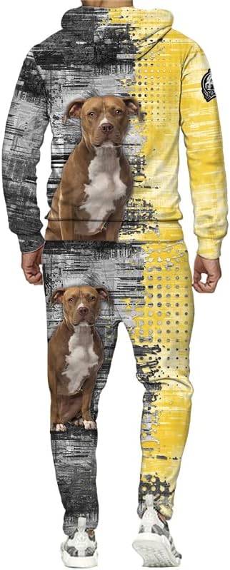 Autumn Winter Men Tracksuit 3D Dog Pulllover Impresso Sweatshirt Conjunto de moletom casual Capuz de capuz de roupas masculinas