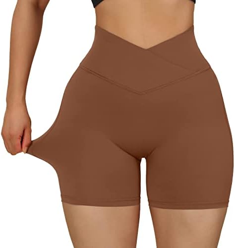 Alta cintura levantando mulheres treping butt shorts v cruzar shorts ioga shorts de compressão de 5 polegadas Mulheres