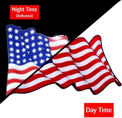Bigtime Sinais de ímã de bandeira americana reflexiva para carro de 9,5 polegadas x 6 polegadas - Patriótico agitando a bandeira