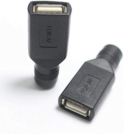 ACXICO 4 PCS fêmea USB a 5,5 mm x 2,1 mm Conector de adaptador de carregador de energia feminina DC