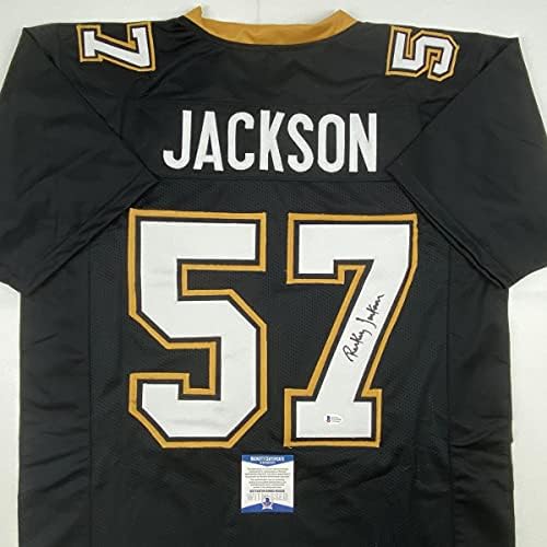Autografado/assinado Rickey Jackson New Orleans Black Football Jersey Beckett Bas Coa