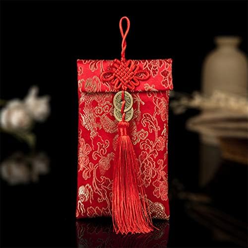 StoBok envolve 5pcs envelopes vermelhos de seda, 17x10. 5cm estilo chinês hongbao envelope de bordados de dinheiro