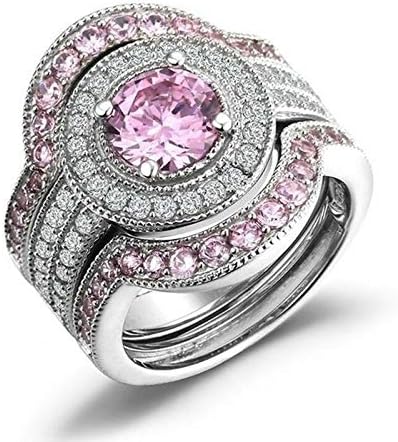 Aura Jóias Moda Moda Prata requintada Crystal Zircon Ring Jewelry Women SZ 6-10