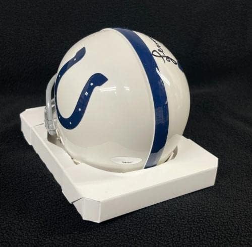 Lenny Moore assinou e inscreveu Baltimore Colts Mini capacete Tristar CoA - Mini capacetes da NFL autografados