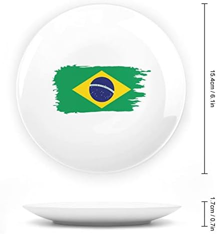 Placa de decoração da Brasil Flag Flag Design Design Osso China com Placa Decorativa de Placa Decorativa Rounding