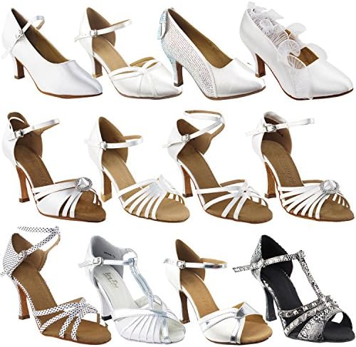 50 tons de salão de baile branco sapatos de dança latina para mulheres: salsa de salão swing de salsa de casamento