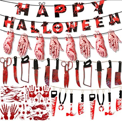 Halloween Bloody Garland Banner Props Decorações de Halloween, Halloween Zombie Vampire Party Decorations Supplies