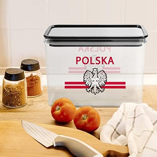 Bandeira polonesa - Polska Eagle Storage Box Plastic Food Organizer recipiente recipiente com tampa para cozinha