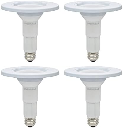Sylvania liderou iluminação embutida integrada 6 lâmpada e acabamento, 65W eficientes equivalentes a 12w, base média, 800 lúmen, aduntável, 2700k, branco macio - 4 pacote