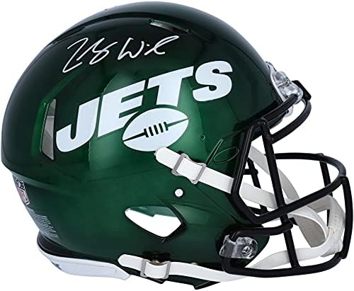 Zach Wilson New York Jets autografados Riddell Speed ​​Helmet - Capacetes Autografados da faculdade