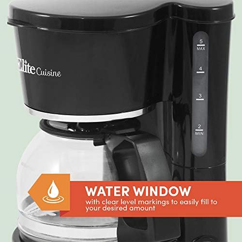 Elite Gourmet EHC-5055 Brew e Drip Coffee de cafeteira com pausa n servir filtro reutilizável, interruptor liga/desliga, indicador