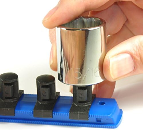 Organizador de soquete magnético de Ernst, 8 polegadas com 9 clipes de trava de torção de 3/8 de polegada, preto