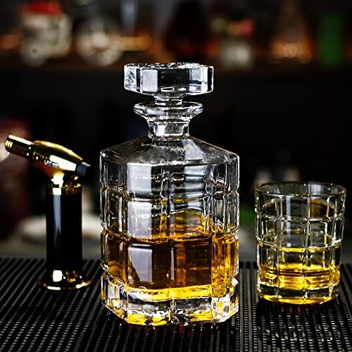 Decanter de uísque luxu, decantador de uísque quadrado com rolha, decantador de uísque premium de 29 oz para licor de vodka bourbon