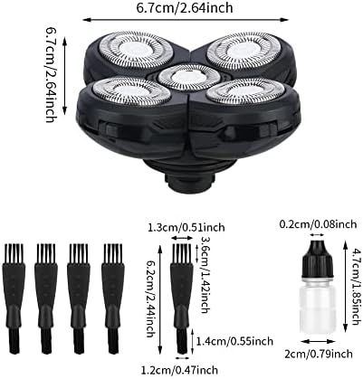 Fayle 5 em 1 Conjunto de cabeça de substituição de barbear, 5 cabeças de barbeadores elétricos Cabeça de substituição com escova