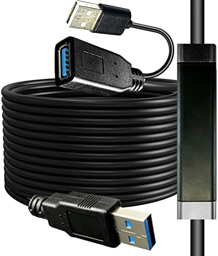 Cabo USB Extender 40 pés, USB 3.0 Extender, USB 3.0 Extender Cord Compatível com webcams, câmeras, telefones, cubos