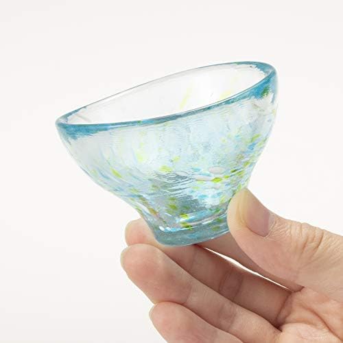東洋 佐々 木 ガラス Toyo Sasaki Glass WA524 Vidro de saquê frio, xícara de saquê, Tokuri GUI Cup, feita no Japão, vendido por estojo, azul,