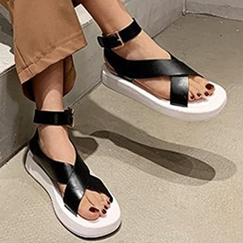 Sapatos romanos confortáveis ​​e sandálias de primavera Cruzada Cruzada Cruzada de verão Sandálias femininas de verão Tamanho 8
