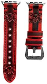 Nickston Red e Black Skull Crossbones Band Compatível com Apple Watch Ultra 8 7 6 SE 5 4 3 2 1 série 38mm 40mm 41mm