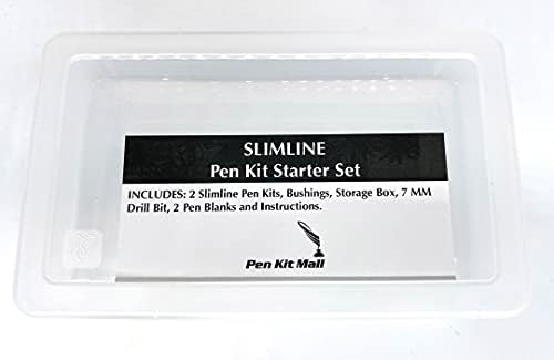 PKM - 7mm Slimline Pen Kit Starter com estojo, broca, buchas e blocos de madeira
