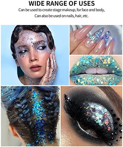 MEICOLY Mermaid Body Glitter, Singer Concerts Music Festival Rave Acessórios, intenso gel de face de maquiagem de brilho,