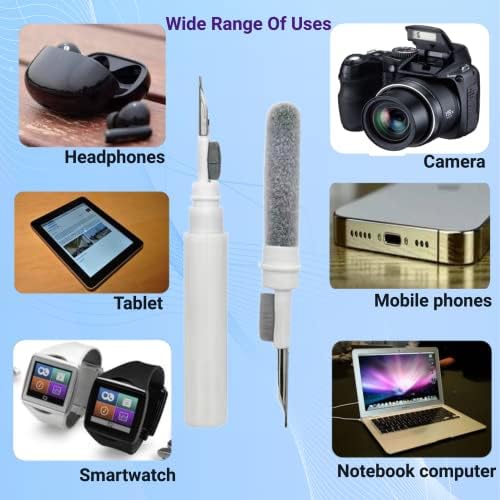 Kit de limpeza para airpods, kit de limpeza de fones de ouvido, kit de limpador de telefone com pincel para limpador de fones de ouvido Bluetooth, fones de ouvido sem fio, iPhone, laptop, câmera