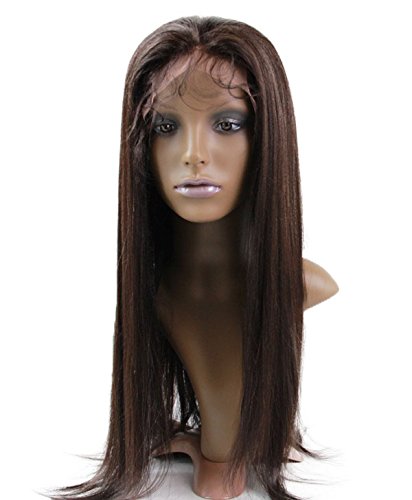 Peruca de renda dianteira peruca de cabelo humano Camboja Virgem Remy Humano Human Yaki Color #2 marrom escuro