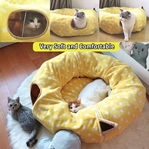 Cama de túnel de gato com tapete central e brinquedos de mouse de gato que penduram auto-jogadores, brinquedos de playground