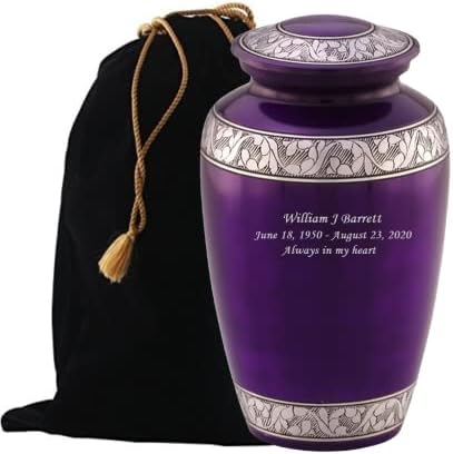 Memoriais 4U Mulberry com cremação de banda de prata Urna para cinzas humanas - urna artesanal - urna acessível para cinzas