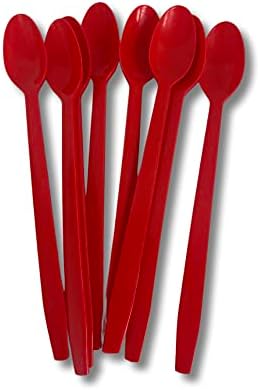 8 Red Platpl Plastic Sundae/Soda Spoon 50 pacote