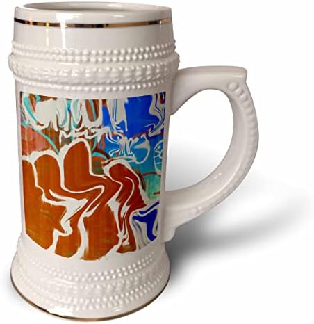 Imagem de 3drose de ferrugem ousada azul e pintura moderna aqua - 22oz de caneca de Stein