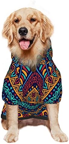 Capuz de cachorro grande colorido-étnic-Ordames Sweater de roupas de estimação com chapéu de gato macio casaco pequeno