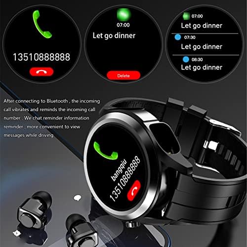 Relógio inteligente com fones de ouvido Bluetooth, relógio Bluetooth de 1,28 polegada com etapa/calorias/monitor de
