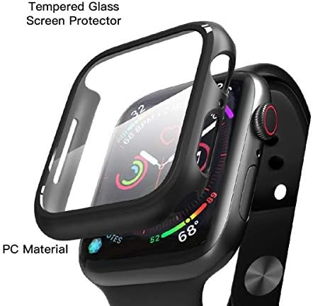 Adaron Apple Watch ScreenProtector, caixa de PC rígida com protetor de tela de vidro com temperatura clara HD, cobertura de proteção geral compatível com Apple Watch Series 6 se série 5 4 40mm