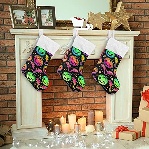Meias de natal alaza brilhantes multicoloridos haloween abóboras clássicas personalizadas grandes decorações de meia para