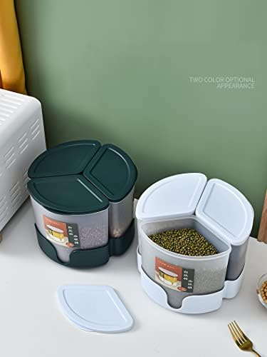 SDGH 5.4L Rotário de arroz rotativo Rotação do balde Design Cozinha de cozinha de 3 equipamentos e contêiner de armazenamento de grãos