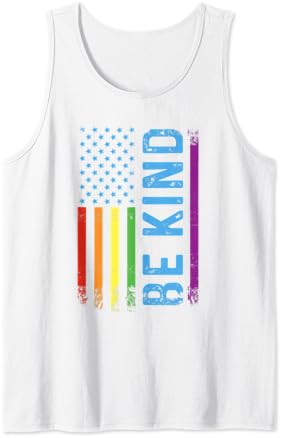 Seja gentil LGBT LGBTQ Orgulho gay Rainbow American Flag Proud USA Tank Top