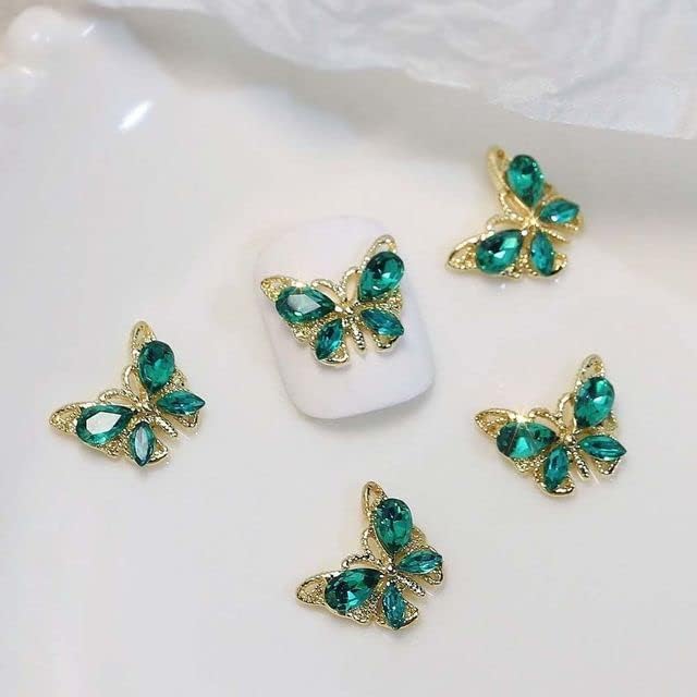 5pcs/conjunto de jóias de unhas sonho de sonho de cristal borboleta zirconia super flash flash liga tridimensional Acessórios de borboleta