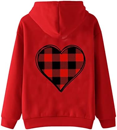 Hoodies do dia dos namorados de Uofoco para mulheres com capuz de inverno com capuz de Halloween casual cordas de manga